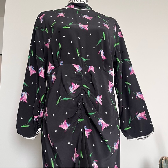 RIXO London Gabrielle Dress, Ruffled Floral Print Silk Maxi Dress Size XL - Picture 3 of 16